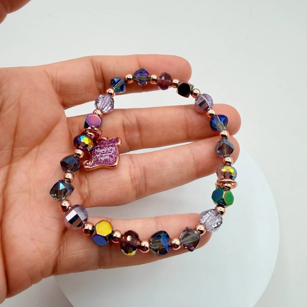 Vintage Y2K Naughty Or Nice Beaded Charm‎ Bracelet Women's Classic Retro Jewelry
